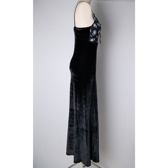 Vtg Y2K Helios Maxi Dress XS Velvet Witchy Goth Whimsigoth Fairy Grunge Floral - Picture 3 of 15